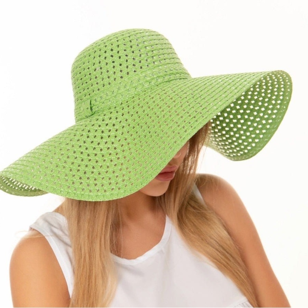 Green Wide Brim Sun Hat